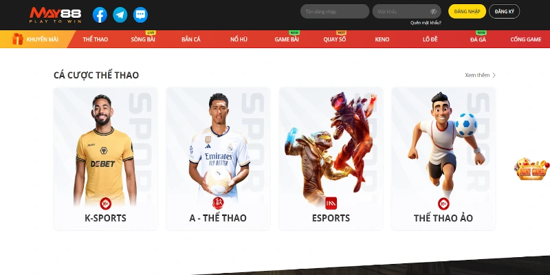 Sảnh thể thao May88 – tỷ lệ kèo cao, cập nhật nhanh từng giây